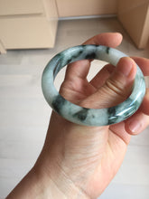 Load image into Gallery viewer, 56.4mm certified 100% natural Type A light green white with green floating flowers jadeite jade bangle BS123-7295
