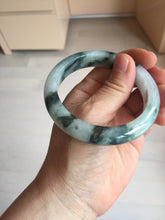 Load image into Gallery viewer, 56.4mm certified 100% natural Type A light green white with green floating flowers jadeite jade bangle BS123-7295
