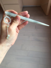 Load image into Gallery viewer, 15.5cm 100% Natural black white snow storm Xiu Jade Serpentine hairpin AW38
