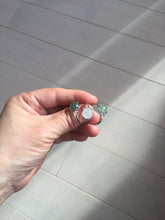 Load image into Gallery viewer, 100% natural type A icy watery green dark green four-prong jadeite jade ring group AA90
