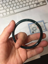 Load image into Gallery viewer, 57mm Type A 100% Natural icy black(冰乌鸡) blue gray Guatemala Slim Round Cut Jadeite Bangle PJ157-1371
