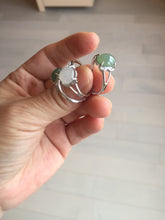 Load image into Gallery viewer, 100% natural type A icy watery green dark green four-prong jadeite jade ring group AA90
