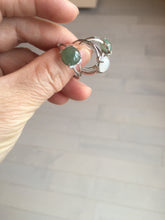 Load image into Gallery viewer, 100% natural type A icy watery green dark green four-prong jadeite jade ring group AA90
