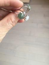 Load image into Gallery viewer, 100% natural type A icy watery green dark green four-prong jadeite jade ring group AA90
