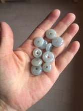 Load image into Gallery viewer, 12.6-16.2mm Type A 100% Natural icy watery light green blue purple white gray Jadeite Safety Guardian Button donuts pendant PF3
