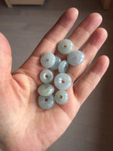Load image into Gallery viewer, 12.6-16.2mm Type A 100% Natural icy watery light green blue purple white gray Jadeite Safety Guardian Button donuts pendant PF3
