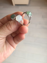 Load image into Gallery viewer, 100% natural type A icy watery green dark green four-prong jadeite jade ring group AA90
