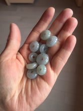 Load image into Gallery viewer, 12.6-16.2mm Type A 100% Natural icy watery light green blue purple white gray Jadeite Safety Guardian Button donuts pendant PF3
