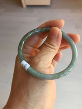 Load image into Gallery viewer, 55.1mm Type A 100% Natural Light Green/Gray/Black/Purple/Brown “Reed Flowers &amp; Snow” Guatemala Slim Round Cut Jadeite Bangle PJ121-1419
