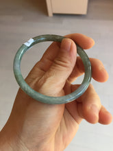 Load image into Gallery viewer, 55.1mm Type A 100% Natural Light Green/Gray/Black/Purple/Brown “Reed Flowers &amp; Snow” Guatemala Slim Round Cut Jadeite Bangle PJ121-1419
