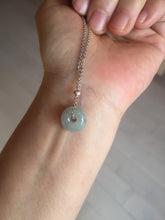 Load image into Gallery viewer, 12.6-16.2mm Type A 100% Natural icy watery light green blue purple white gray Jadeite Safety Guardian Button donuts pendant PF3
