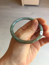 Load image into Gallery viewer, 55.1mm Type A 100% Natural Light Green/Gray/Black/Purple/Brown “Reed Flowers &amp; Snow” Guatemala Slim Round Cut Jadeite Bangle PJ121-1419

