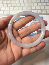 Load image into Gallery viewer, 58mm certified Type A 100% Natural white light purple red with brown red flying dandelions slim round cut Jadeite Jade bangle PE119-3719
