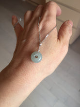 Load image into Gallery viewer, 12.6-16.2mm Type A 100% Natural icy watery light green blue purple white gray Jadeite Safety Guardian Button donuts pendant PF3

