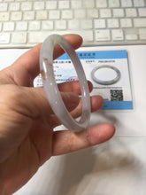 Load image into Gallery viewer, 58mm certified Type A 100% Natural white light purple red with brown red flying dandelions slim round cut Jadeite Jade bangle PE119-3719
