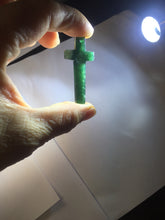 Load image into Gallery viewer, 100% Natural type A dark green/blue/black/gray Guatemala jadeite Jade Hand-held cross or cross pendant group PE14
