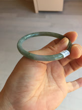Load image into Gallery viewer, 55.1mm Type A 100% Natural Light Green/Gray/Black/Purple/Brown “Reed Flowers &amp; Snow” Guatemala Slim Round Cut Jadeite Bangle PJ121-1419
