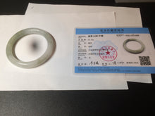 Load image into Gallery viewer, 56mm certified 100% natural type A light green/white chubby round cut jadeite jade bangle AK66-3498
