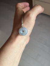 Load image into Gallery viewer, 12.6-16.2mm Type A 100% Natural icy watery light green blue purple white gray Jadeite Safety Guardian Button donuts pendant PF3
