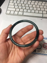 Load image into Gallery viewer, 57.3mm Type A 100% Natural icy black(WuJi 冰乌鸡) blue gray Guatemala Slim Round Cut Jadeite Bangle PJ158-1380

