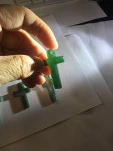 Load image into Gallery viewer, 100% Natural type A dark green/blue/black/gray Guatemala jadeite Jade Hand-held cross or cross pendant group PE14
