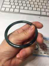 Load image into Gallery viewer, 57.3mm Type A 100% Natural icy black(WuJi 冰乌鸡) blue gray Guatemala Slim Round Cut Jadeite Bangle PJ158-1380
