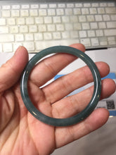 Load image into Gallery viewer, 55.4mm Certified Type A 100% Natural dark green/blue/gray with Guatemala slim round cut Jadeite bangle PH223-0252
