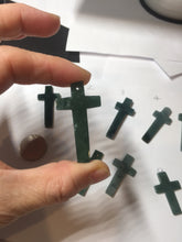 Load image into Gallery viewer, 100% Natural type A dark green/blue/black/gray Guatemala jadeite Jade Hand-held cross or cross pendant group PE14

