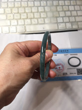Load image into Gallery viewer, 55.4mm Certified Type A 100% Natural dark green/blue/gray with Guatemala slim round cut Jadeite bangle PH223-0252
