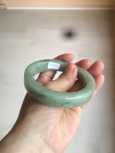 Load image into Gallery viewer, 59.5mm certified type A 100% Natural light green/gray chubby square style Jadeite Jade bangle AZ38-1505
