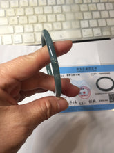 Load image into Gallery viewer, 55.4mm Certified Type A 100% Natural dark green/blue/gray with Guatemala slim round cut Jadeite bangle PH223-0252
