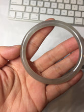 Load image into Gallery viewer, 58.5mm Certified 100% Natural Icy Watery Gray Very Light Smoky Purple (烟紫)  round cut Nephrite Bangle HN228-9110
