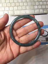 Load image into Gallery viewer, 55.4mm Certified Type A 100% Natural dark green/blue/gray with Guatemala slim round cut Jadeite bangle PH223-0252
