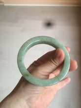 Load image into Gallery viewer, 59.5mm certified type A 100% Natural light green/gray chubby square style Jadeite Jade bangle AZ38-1505
