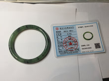 Load image into Gallery viewer, 55mm Certified 100% Natural Fresh Young Green/Dark Green/Black Green Ink Painting (绿水墨) Round Cut Nephrite (Wulanhai 乌兰海碧玉) Bangle HN166-7328

