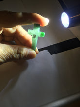 Load image into Gallery viewer, 100% Natural type A dark green/blue/black/gray Guatemala jadeite Jade Hand-held cross or cross pendant group PE14
