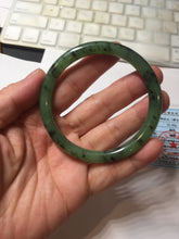 Load image into Gallery viewer, 55mm Certified 100% Natural Fresh Young Green/Dark Green/Black Green Ink Painting (绿水墨) Round Cut Nephrite (Wulanhai 乌兰海碧玉) Bangle HN166-7328
