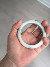 Load image into Gallery viewer, 54.5mm Certified 100% natural Type A sunny green/white jadeite jade bangle BM31-0361
