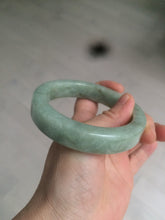 Load image into Gallery viewer, 59.5mm certified type A 100% Natural light green/gray chubby square style Jadeite Jade bangle AZ38-1505
