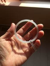 Load image into Gallery viewer, 52.5mm Certified 100% Natural icy gray (灰冰) slim round cut nephrite jade bangle HF125-9106
