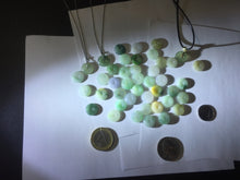 Load image into Gallery viewer, 12.5-13mm Type A 100% Natural icy watery green purple white yellow Jadeite Safety Guardian Button donuts pendant PF2
