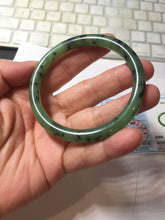 Load image into Gallery viewer, 55mm Certified 100% Natural Fresh Young Green/Dark Green/Black Green Ink Painting (绿水墨) Round Cut Nephrite (Wulanhai 乌兰海碧玉) Bangle HN166-7328
