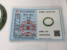 Load image into Gallery viewer, 55mm Certified 100% Natural Fresh Young Green/Dark Green/Black Green Ink Painting (绿水墨) Round Cut Nephrite (Wulanhai 乌兰海碧玉) Bangle HN166-7328

