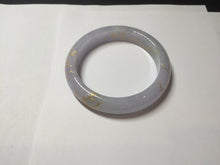 Load image into Gallery viewer, 57m Type A 100% Natural light purple white carved branches and flowers and golden-painted jadeite jade bangle BH132
