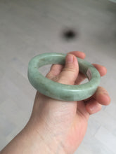 Load image into Gallery viewer, 59.5mm certified type A 100% Natural light green/gray chubby square style Jadeite Jade bangle AZ38-1505
