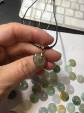 Load image into Gallery viewer, 12.5-13mm Type A 100% Natural icy watery green purple white yellow Jadeite Safety Guardian Button donuts pendant PF2
