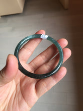 Load image into Gallery viewer, 54.5mm Certified Type A 100% Natural dark green/blue/gray Guatemala slim round cut Jadeite bangle PD180-2494
