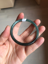 Load image into Gallery viewer, 54.5mm Certified Type A 100% Natural dark green/blue/gray Guatemala slim round cut Jadeite bangle PD180-2494
