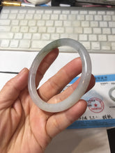 Load image into Gallery viewer, 57.7mm certified Type A 100% Natural white light green purple with brown red flying dandelions slim round cut Jadeite Jade bangle PE120-3712
