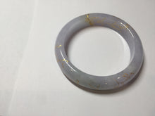 Load image into Gallery viewer, 57m Type A 100% Natural light purple white carved branches and flowers and golden-painted jadeite jade bangle BH132
